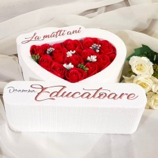 276.Inima * La multi ani - Doamna Educatoare (Rosu) * ARANJAMENTE Trandafiri de Sapun
