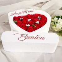 281.Inima * La multi ani - Bunica (Rosu) * ARANJAMENTE Trandafiri de Sapun