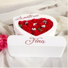 290.Inima * La multi ani - Fina (Rosu) * ARANJAMENTE Trandafiri de Sapun