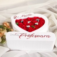 295.Inima * 8 Martie - Doamna Profesoara (Rosu) * ARANJAMENTE Trandafiri de Sapun