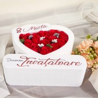 300.Inima * 8 Martie - Doamna Invatatoare (Rosu) * ARANJAMENTE Trandafiri de Sapun