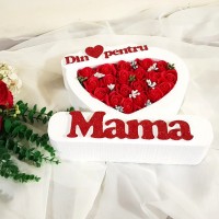 104.Din inima pentru Mama - Inima NEW (Tip 2) mare * ARANJAMENTE Trandafiri de Sapun