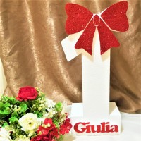 211.Cifra Aniversara Alba (fundita + nume sclipici Rosu)