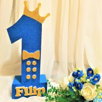 108.Cifra Aniversara Sclipici Albastru (detalii Sclipici Auriu)