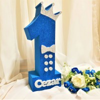 201.Cifra Aniversara Sclipici Albastru (detalii Sclipici Argintiu)