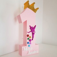 128.Cifra Aniversara Roz cu Coronita (stelute)