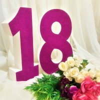 253.Set 18 Cifre Polistiren sclipici Ciclam