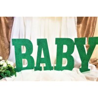 143.BABY - Set 4 Litere sclipici Verde