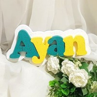 127.Nume PANOU cu Suport Alb - Litere Verde - Galben